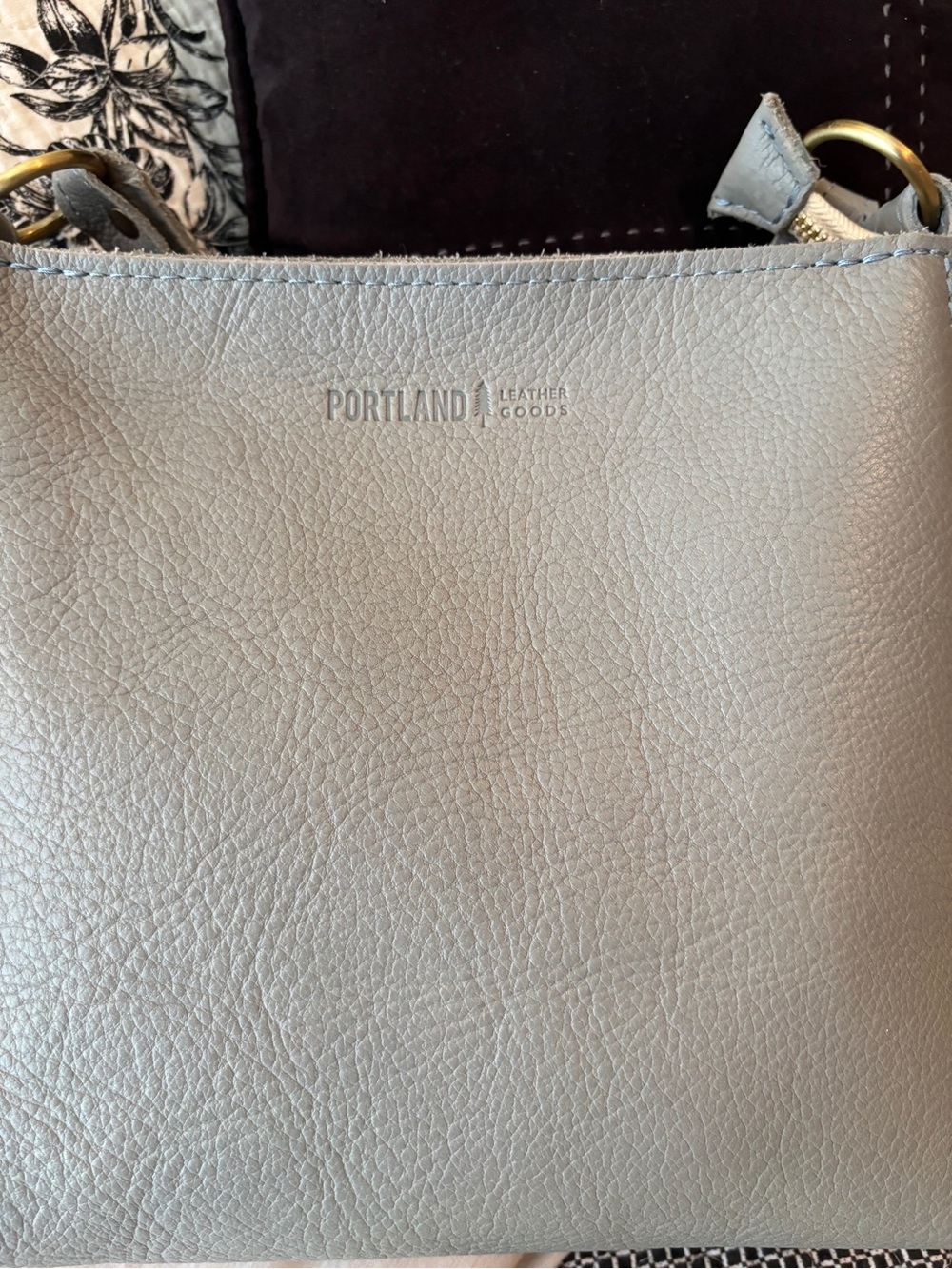 Portland Leather Goods- Nimbus Gray Triangle Shoulder Bag. - Picture 3 of 6